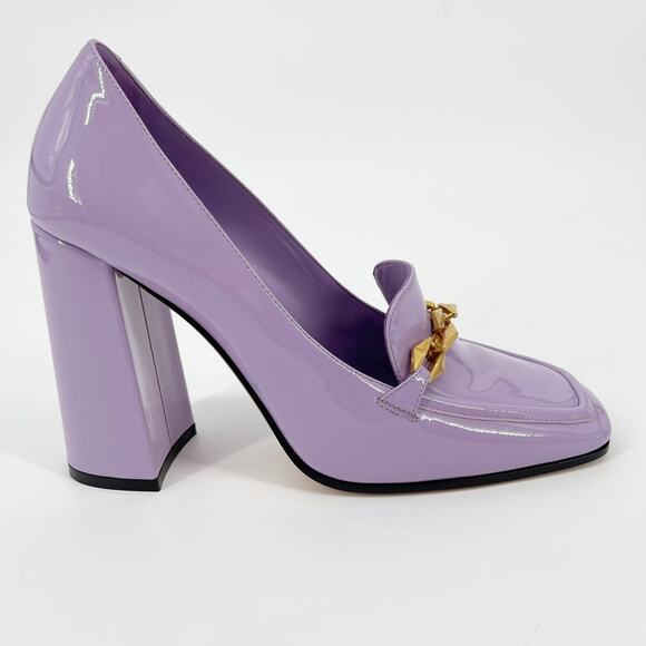 Jimmy Choo Diamond Tilda Wisteria Purple Patent Leather Chain Loafer Pump IT 40 - Picture 3 of 12